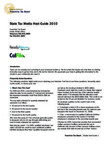 FTB[removed]State Tax Media Host Guide 2010