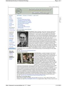 International Society of Chemical Ecology  Page 1 of 7 Home | Contact | Search |