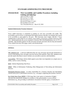 M1.01 Web Accessibility and Usability Procedures (including Linking and Indexing)