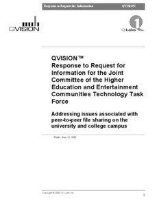 Response to Request for Information  QVISION