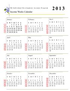 2013  NH Individual Development Account Program Income Weeks Calendar January