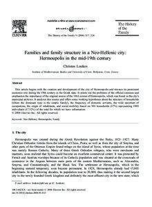 The History of the Family[removed] – 324  Families and family structure in a Neo-Hellenic city: