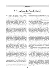PE R SPECTIV E  A Fresh Start for South Africa? XOLELA MANGCU  I