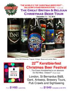 “THE WORLD’S TOP CHRISTMAS BEER FEST”… BELGIUM’S KERSTBIERFESTIVAL” Chuck Cook The Great British & Belgian  Christmas Beer Tour