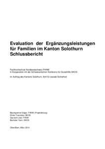 Evaluation der Ergänzungsleistungen für Familien im Kanton Solothurn - Schlussbericht