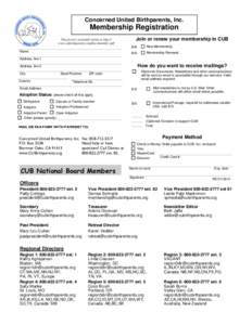 Concerned United Birthparents, Inc.  Membership Registration This form is available online at http:// www.cubirthparents.org/docs/member.pdf Name