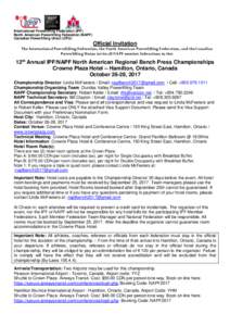 International Powerlifting Federation (IPF) North American Powerlifting Federation (NAPF) Canadian Powerlifting Union (CPU) Official Invitation The International Powerlifting Federation, the North American Powerlifting F