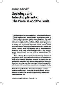 Michael Burawoy  Sociology and Interdisciplinarity: The Promise and the Perils