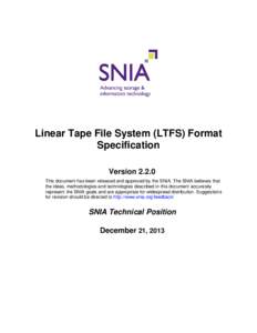 Linear Tape File System (LTFS) Format Specification