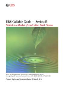 Microsoft Word - UBS - Callable Goals Series 25 PDS FINAL DRAFT