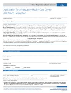 Application for Ambulatory Health Care Center Assistance Exemption