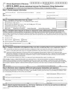 2015 IL-8453 Illinois Individual Income Tax Electronic Filing Declaration