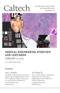 The Athenaeum, Main Lounge 551 South Hill Avenue Pasadena, CA MEDICAL ENGINEERING OVERVIEW AND LUNCHEON