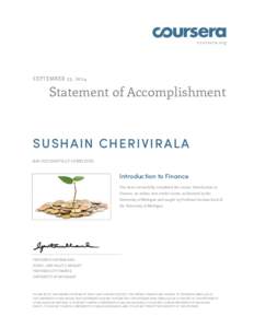 coursera.org  SEPTEMBER 23, 2014 Statement of Accomplishment
