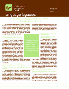 December 2013 volume 17 number 2 language legacies 15 LANGUAGE LEGACIES GRANTS