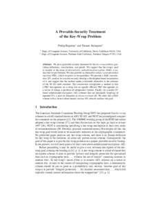 A Provable-Security Treatment of the Key-Wrap Problem Phillip Rogaway1 and Thomas Shrimpton2 1 2