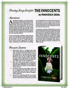 Reading Group Guide for  THE INNOCENTS by FRANCESCA SEGAL  Introduction