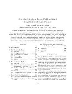Generalized Nonlinear Inverse Problems Solved Using the Least Squares Criterion Albert Tarantola and Bernard Valette