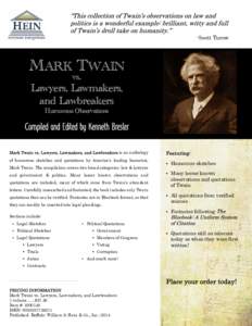 -Scott Turow  MARK TWAIN vs.  Lawyers, Lawmakers,