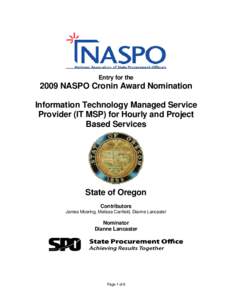 Entry for the[removed]NASPO Cronin Award Nomination Information Technology Managed Service Provider (IT MSP) for Hourly and Project Based Services