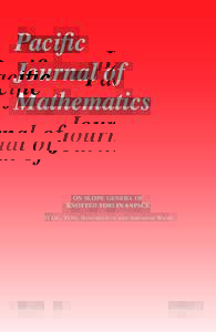Pacific Journal of Mathematics ON SLOPE GENERA OF KNOTTED TORI IN 4-SPACE