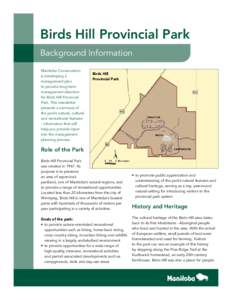 Birds Hill Provincial Park Background Information Manitoba Conservation
