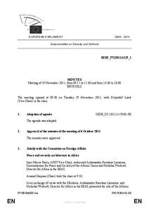 [removed]EUROPEAN PARLIAMENT Subcommittee on Security and Defence  SEDE_PV(2011)1129_1