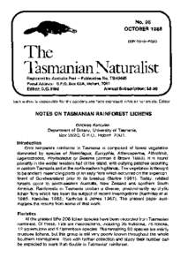 No. 95 OCTOBER 1988 ISSNThe Tasmanian Naturalist