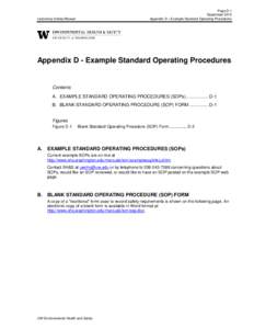 Page D-1 September 2015 Appendix D – Example Standard Operating Procedures Laboratory Safety Manual