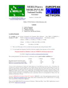 MERLINnews MERLIN/VLBI National Facility Newsletter  Number 17: October 2007