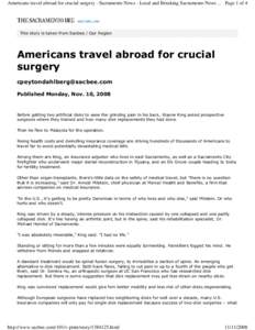 Americans travel abroad for crucial surgery - Sacramento News - Local and Breaking Sacramento News ... Page 1 of 4  ! 