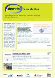 Newsletter About Decentralized Wastewater Treatment Solutions & Proper Sanitation For human dignity and urban environmental protection Improved Sanitation for All!