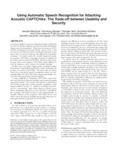 Using Automatic Speech Recognition for Attacking Acoustic CAPTCHAs: The Trade-off between Usability and Security