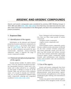 ARSENIC AND ARSENIC COMPOUNDS Arsenic and arsenic compounds were considered by previous IARC Working Groups in 1979, 1987, andIARC, 1980, 1987, Since that time, new data have become available, these have be