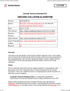 UTS #10: Unicode Collation Algorithm