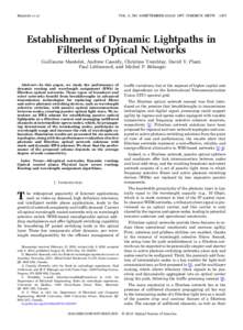 Mantelet et al.  VOL. 5, NO. 9/SEPTEMBER 2013/J. OPT. COMMUN. NETW[removed]Establishment of Dynamic Lightpaths in Filterless Optical Networks