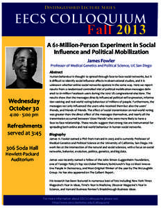 Distinguished Lecture Series  EECS COLLOQUIUM Fall 2013