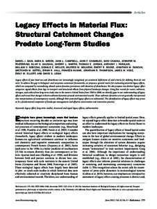 Articles  Legacy Effects in Material Flux: Structural Catchment Changes ­Predate Long-Term Studies Daniel J. Bain, Mark B. Green, John L. Campbell, John F. Chamblee, Sayo Chaoka, Jennifer M.
