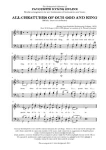 The Kirkpatrick Collection of  Favourite hymns Online Flexible arrangements for any Combination of Instruments and Voices  All Creatures of our God and King