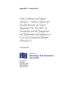 Data Collection and Impact Analysis – Certain Aspects of a Possible Revision of Council Regulation[removed]Brussels I)