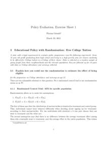 Policy Evaluation, Exercise Sheet 1 Florian Oswald∗ March 19, 2012 3
