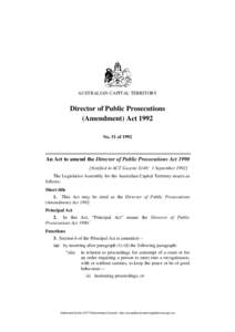 AUSTRALIAN CAPITAL TERRITORY  Director of Public Prosecutions (Amendment) Act 1992 No. 51 of 1992