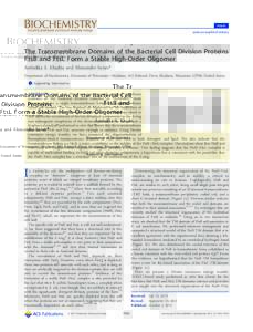 Article pubs.acs.org/biochemistry The Transmembrane Domains of the Bacterial Cell Division Proteins FtsB and FtsL Form a Stable High-Order Oligomer Ambalika S. Khadria and Alessandro Senes*