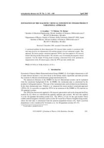 acta physica slovaca vol. 55 No. 2, 141 – 148  April 2005 ESTIMATION OF THE MAGNETIC CRITICAL EXPONENT BY TENSOR PRODUCT VARIATIONAL APPROACH