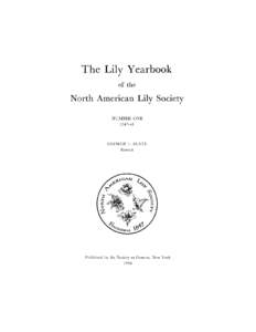 The Lily Yearbook of the North American Lily Society NUMBER ONE