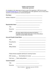 NODE.JS FOUNDATION Membership Agreement On completion in full, please sign and send a copy of this agreement in PDF form by email to , and a countersigned copy of this agreement and an invoice will b