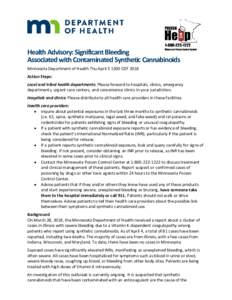 Health Advisory: Significant Bleeding Associated with Contaminated Synthetic Cannabinoids