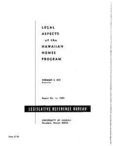 LEGAL ASPECTS HAWAIIAN  HOMES