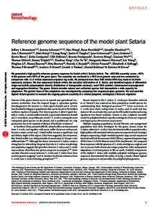 Articles  Reference genome sequence of the model plant Setaria © 2012 Nature America, Inc. All rights reserved.