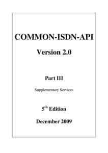 COMMON-ISDN-API Version 2.0 Part III Supplementary Services